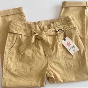 NWT Vanilla Star Yellow High Rise Skinny Pants With Tie Belt